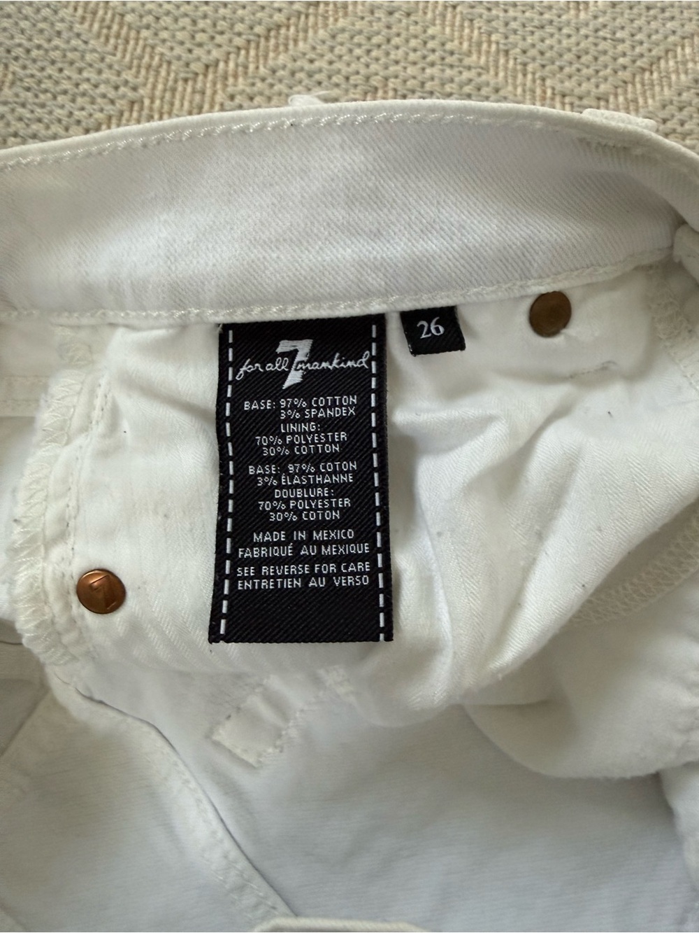 7 For All Mankind White Denim Cutoff Shorts - Picture 4 of 4
